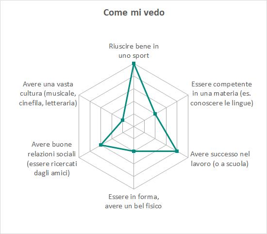 diagramma a radar con la rappresentazione di come io mi vedo